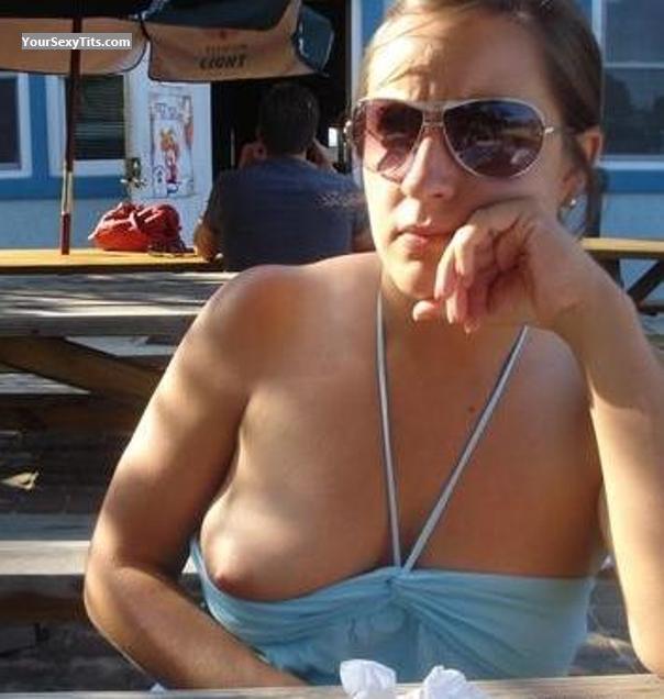 Tit Flash: Medium Tits - Topless Vacation from Belgium